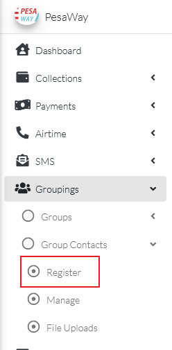 Groups Contacts Register